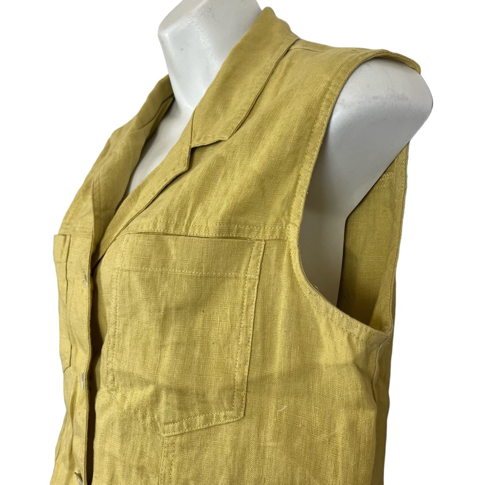 CHICO'S DESIGN Yellow Pale 100% Linen Sleeveless Button Down Casual Top Shirt  1 - Picture 5 of 16